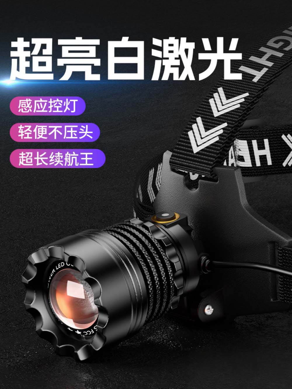 头灯2026新款强光超亮夜钓赶海照明灯长续航头戴式感应疝气探照灯